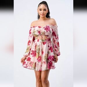 AKIRA Pink Floral Smocked Top